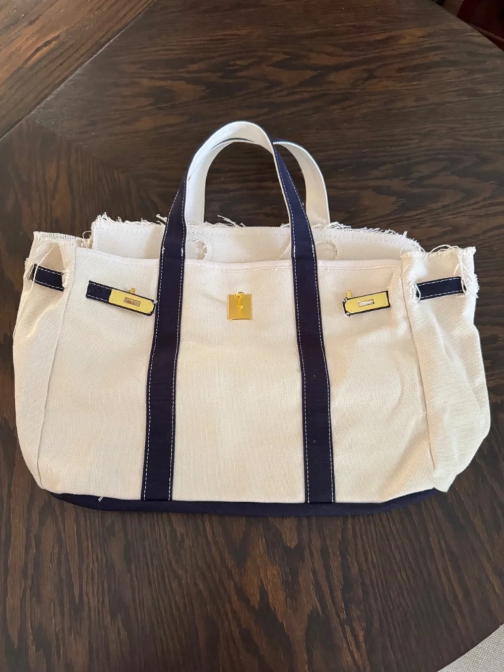 Navy blue trim Boatkin canvas bag